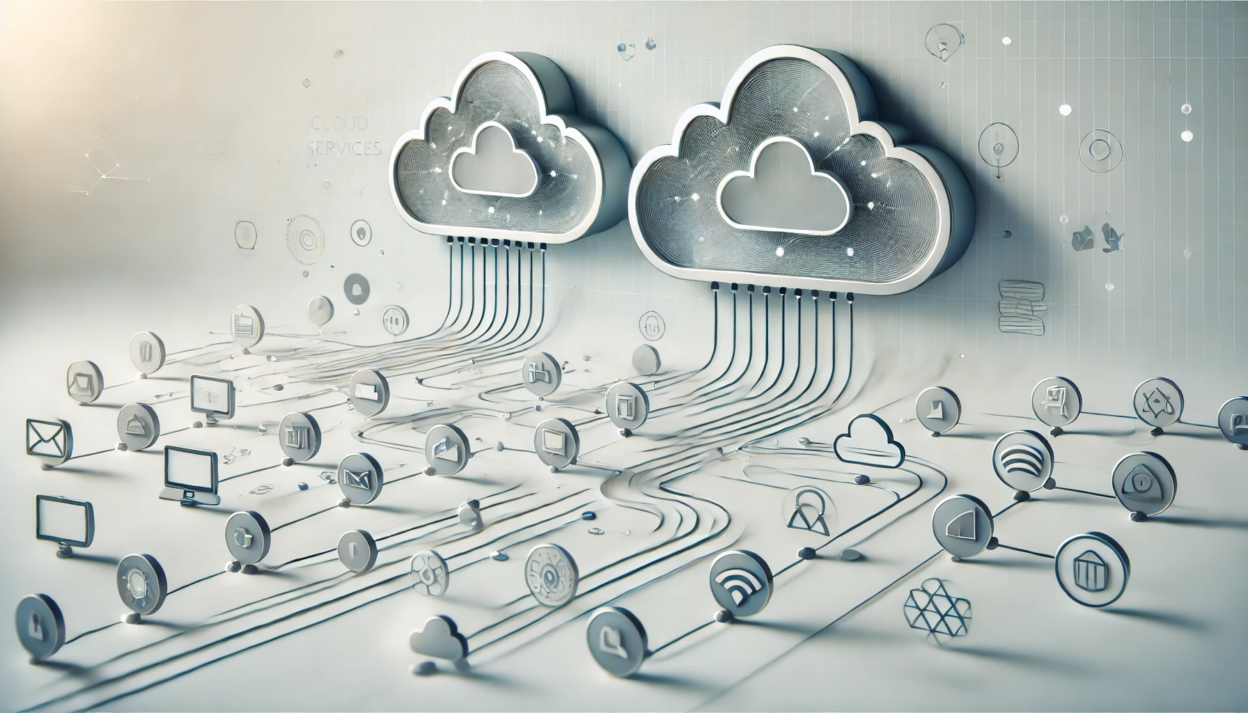 DALL·E 2024 11 12 15.07.01 A professional and minimalistic illustration representing cloud integration services. The image features abstract cloud icons connected by thin lines Perfect Virtual Team