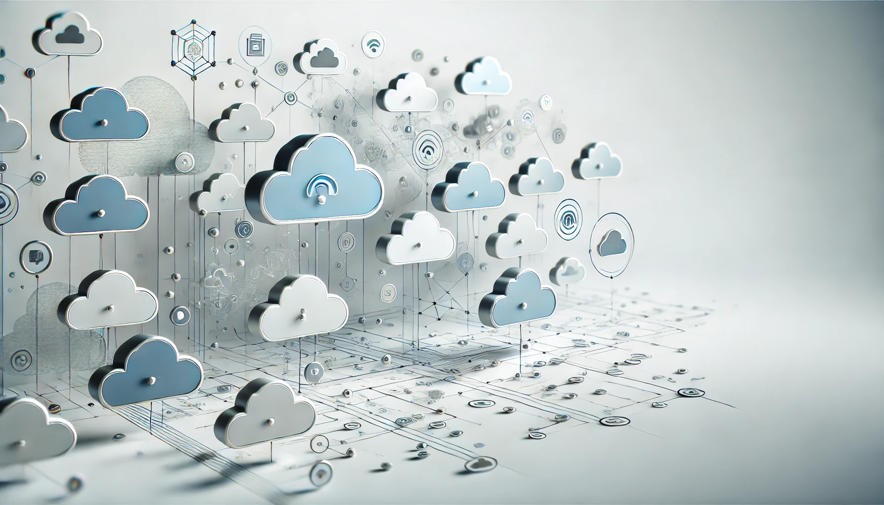 DALL·E 2024 11 12 15.16.26 A modern realistic image showcasing the concept of cloud integration services. The image features floating interconnected cloud icons with a white Perfect Virtual Team