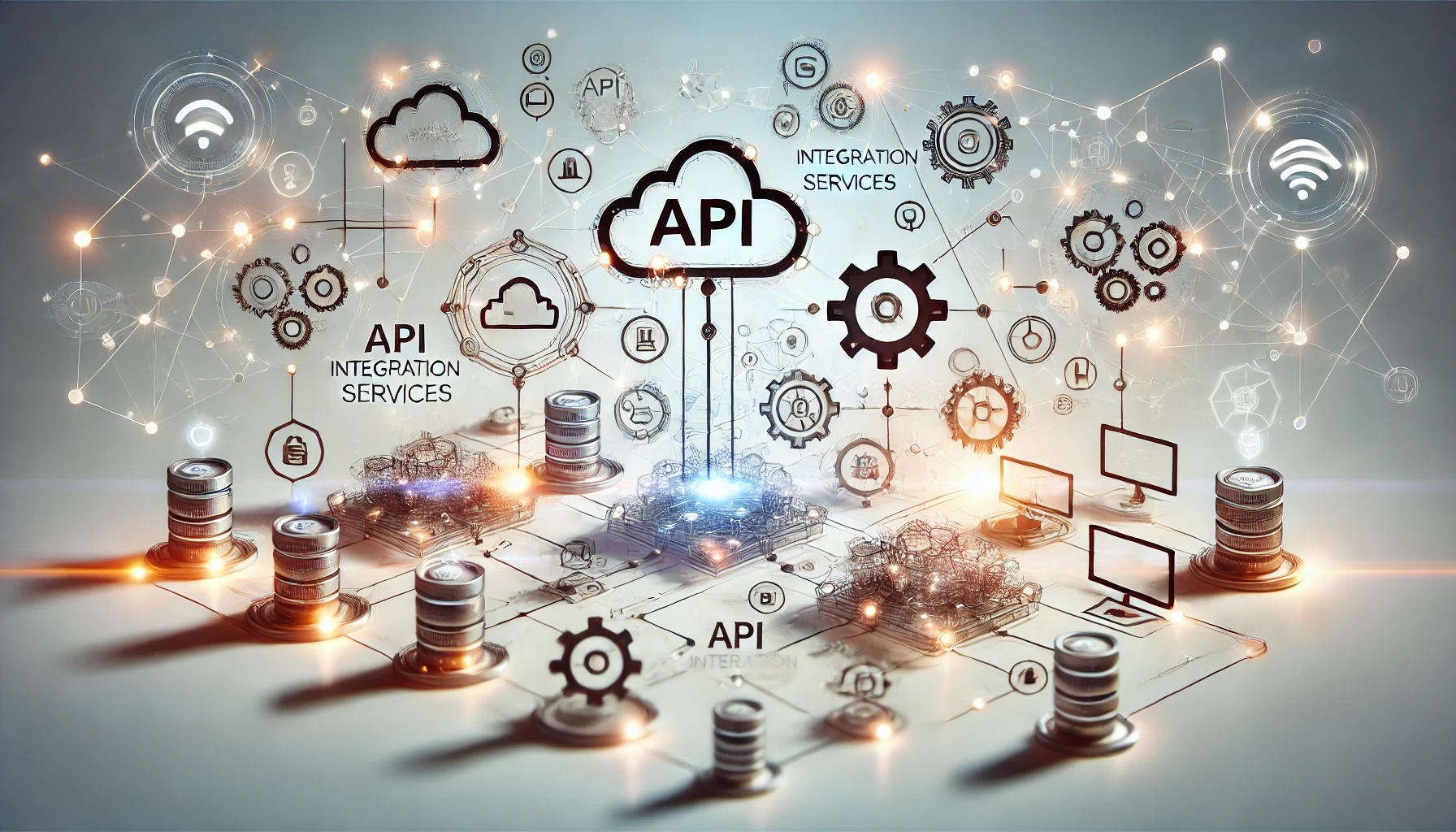 DALL·E 2024 11 15 13.40.56 A professional and modern digital concept illustration showcasing the theme of API integration services. The scene features interconnected nodes and d Perfect Virtual Team