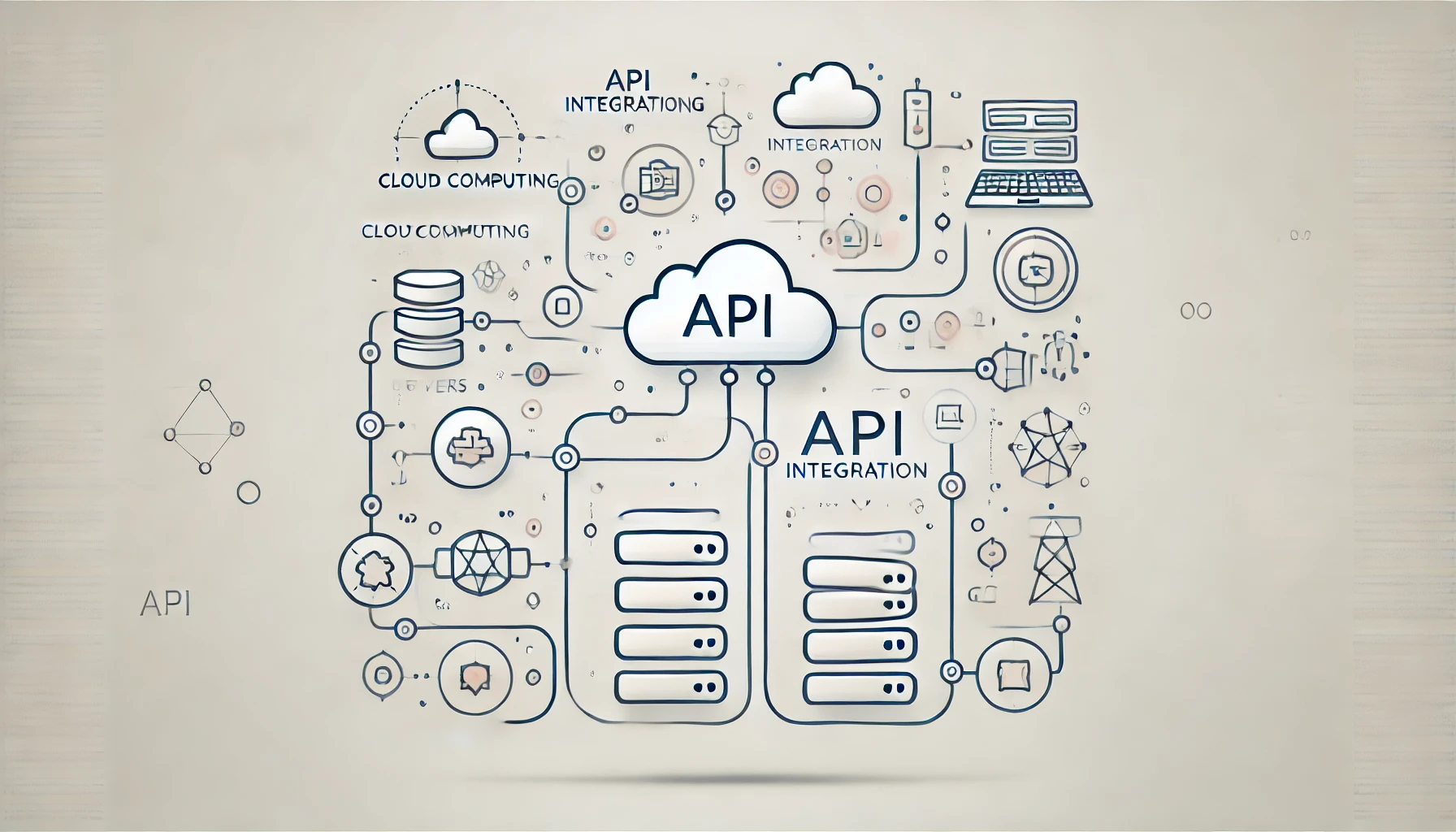 DALL·E 2024 11 15 15.01.06 A clean and modern illustration representing API integration services. The image features interconnected symbols such as cloud computing servers dat Perfect Virtual Team