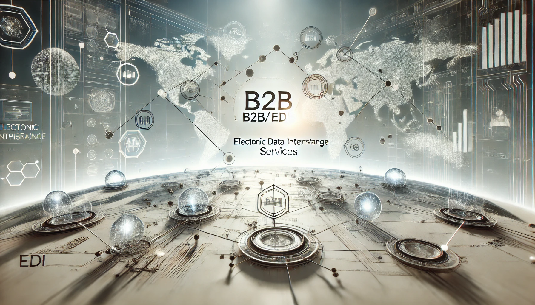 DALL·E 2024 11 19 11.23.00 A futuristic depiction of B2B Electronic Data Interchange EDI integration services. The image features a sleek digital network with interconnected n Perfect Virtual Team