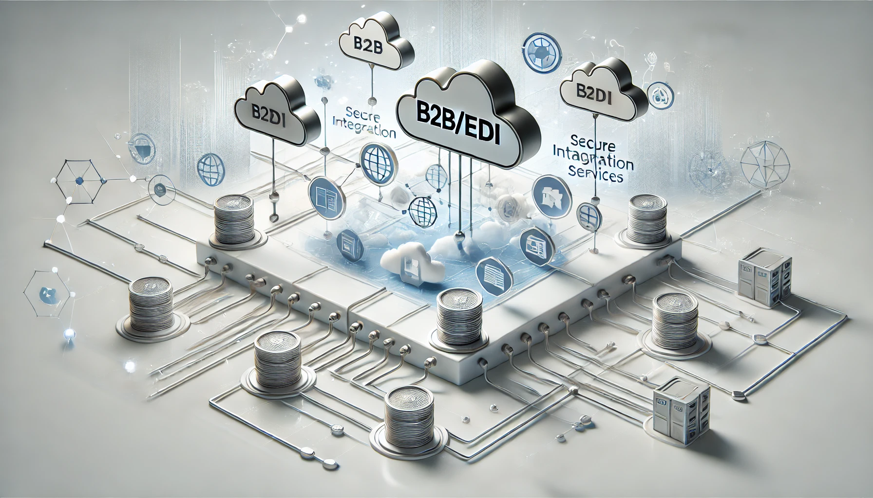 DALL·E 2024 11 19 12.27.50 A realistic and professional illustration showcasing B2B EDI integration services. The scene features interconnected digital platforms symbolized by c Perfect Virtual Team