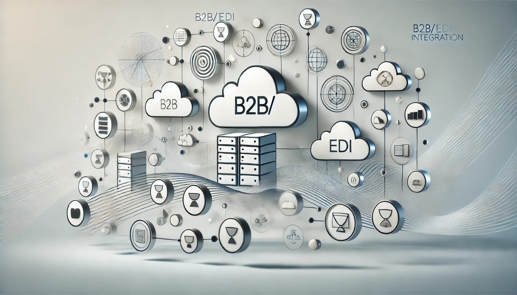 DALL·E 2024 11 19 12.47.57 A professional and modern illustration representing B2B EDI integration services. The image features interconnected abstract shapes symbolizing data e Perfect Virtual Team