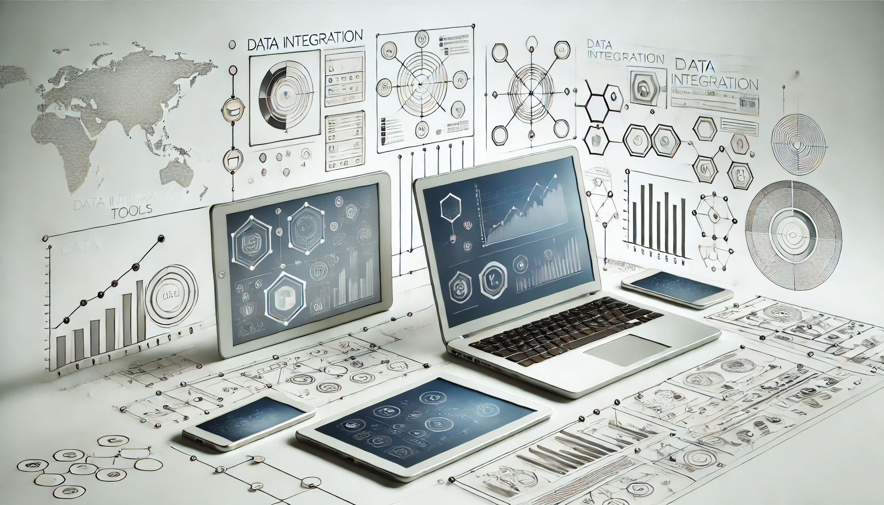 DALL·E 2024 11 21 11.53.39 A realistic feature image depicting modern data integration tools. The scene includes interconnected digital devices such as a laptop tablet and sma 1 Perfect Virtual Team