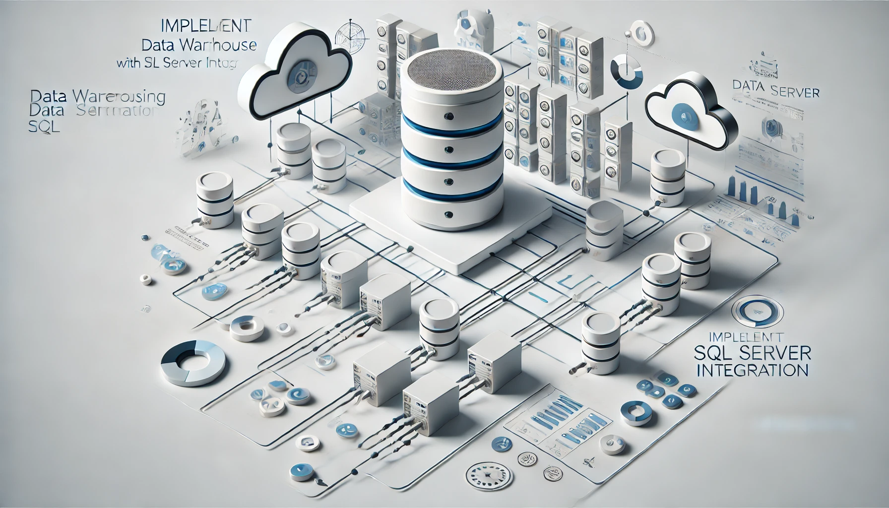 DALL·E 2024 11 22 12.58.24 A realistic feature image for a blog post titled Implement Data Warehousing with SQL Server Integration. The design features a modern clean depicti Perfect Virtual Team