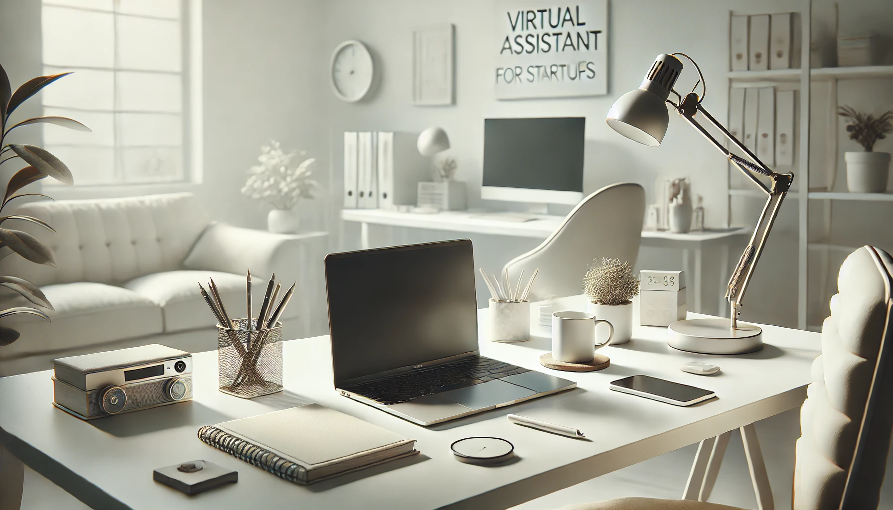 DALL·E 2024 12 05 12.37.18 A realistic clean and professional image representing Virtual Assistant Services Packages for Startups. The backdrop is white minimalistic and light Perfect Virtual Team