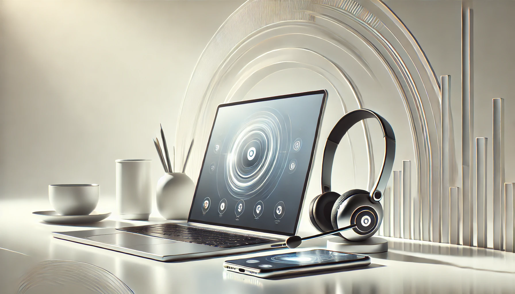 DALL·E 2024 12 05 12.39.30 A realistic digital artwork of a variety of virtual assistant tools and services in a modern professional setting. The scene includes a sleek laptop Perfect Virtual Team