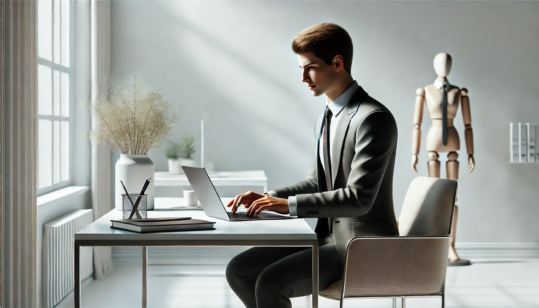 DALL·E 2024 12 06 12.08.32 A realistic clean and professional image of a Lead Generation Virtual Assistant at work. The subject is a person sitting at a modern desk working o Perfect Virtual Team