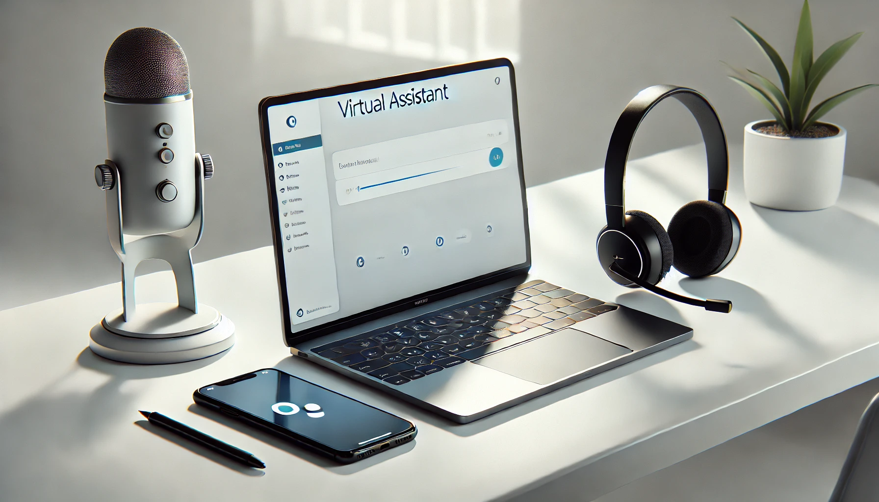 DALL·E 2025 01 08 14.46.59 A realistic image representing the concept of virtual assistant skills. The scene features a workspace setup with a laptop displaying a virtual assist Perfect Virtual Team