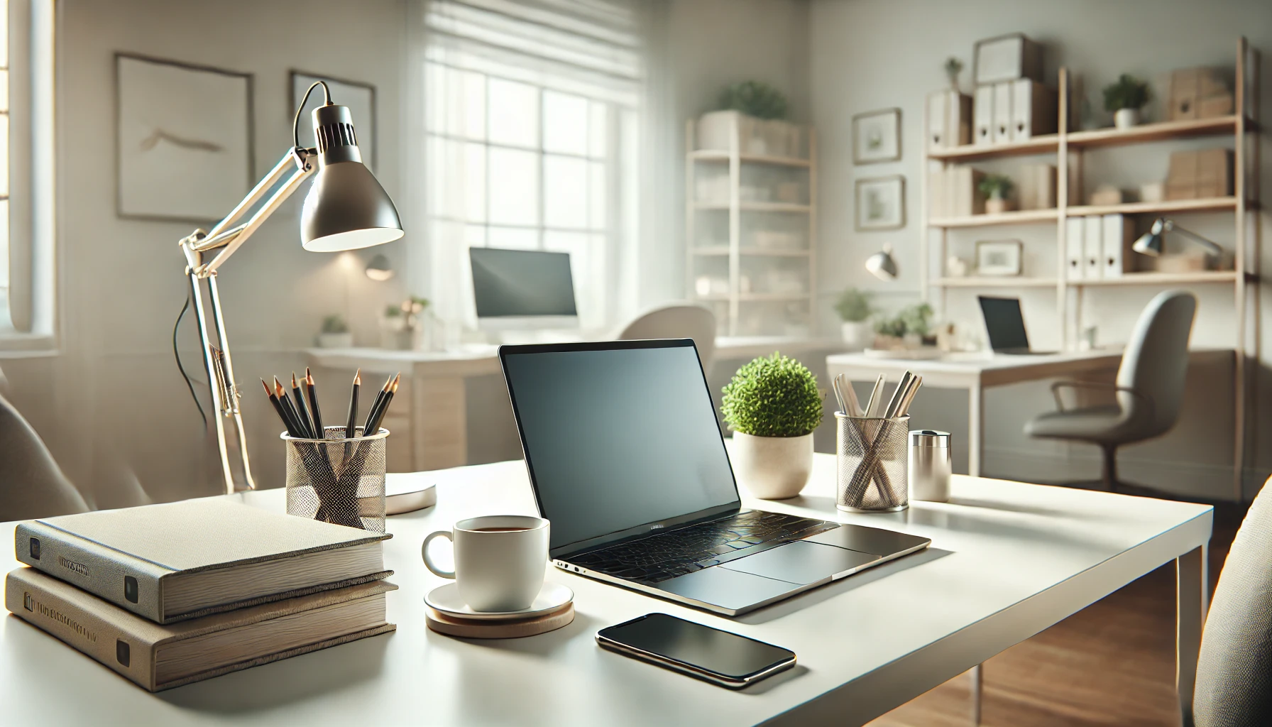 DALL·E 2025 01 14 13.59.53 A realistic digital illustration of a modern workspace with a minimalist aesthetic featuring a sleek laptop a cup of coffee and a smartphone on a c Perfect Virtual Team