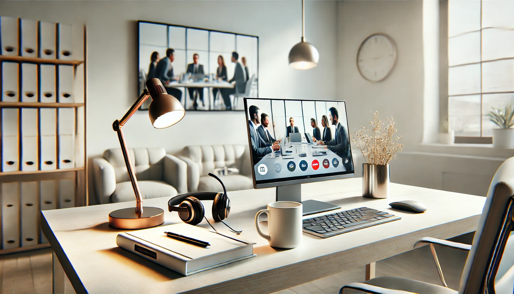 DALL·E 2025 01 17 16.13.52 A realistic depiction of a modern virtual assistant agency setup showcasing a clean and professional workspace with minimalist design. The scene incl 1 Perfect Virtual Team